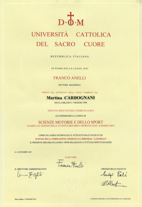 Laurea Scienze Motorie, Università Cattolica