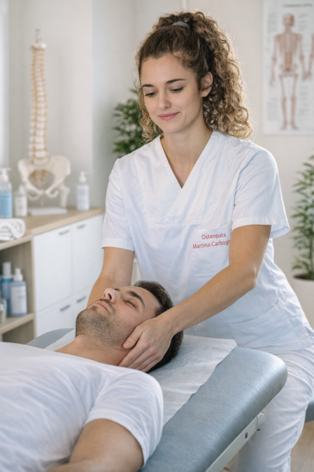 osteopata trattamento sportivo cervicale su atleta